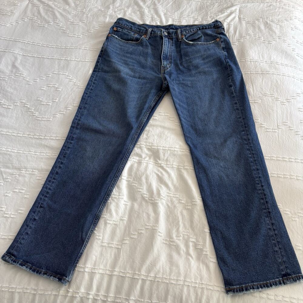 Levi’s 514 Straight Fit Jeans Men’s Blue Denim 36x30 Distressed Western Normcore